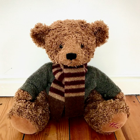 Picture of Teddy Bear Scarf Burgandy Camel Brown