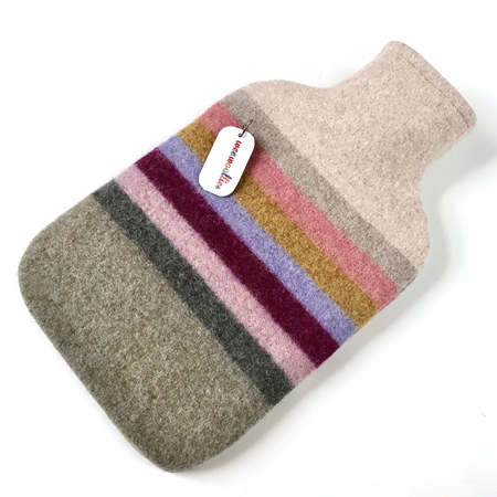 Picture of Hot Water Bottle Burgandy Ochre Lilac Stripe