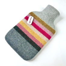 Picture of Hot Water Bottle Grey Coral Yellow Stripe